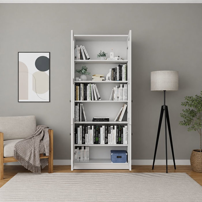 Hanah Home Lisa 1600-202 Armario Multiusos Blanco con Puertas de Vidrio